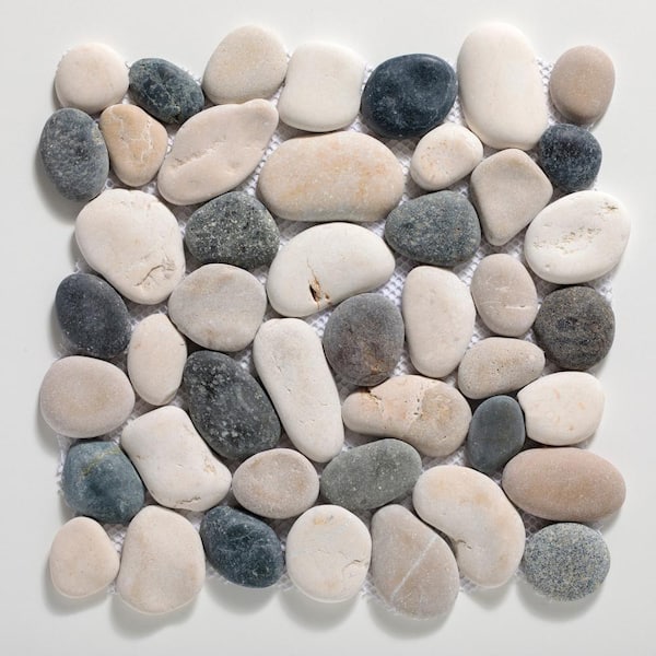 10 sq ft Black Natural River Rock Mosaic Pebble Stone Tile 