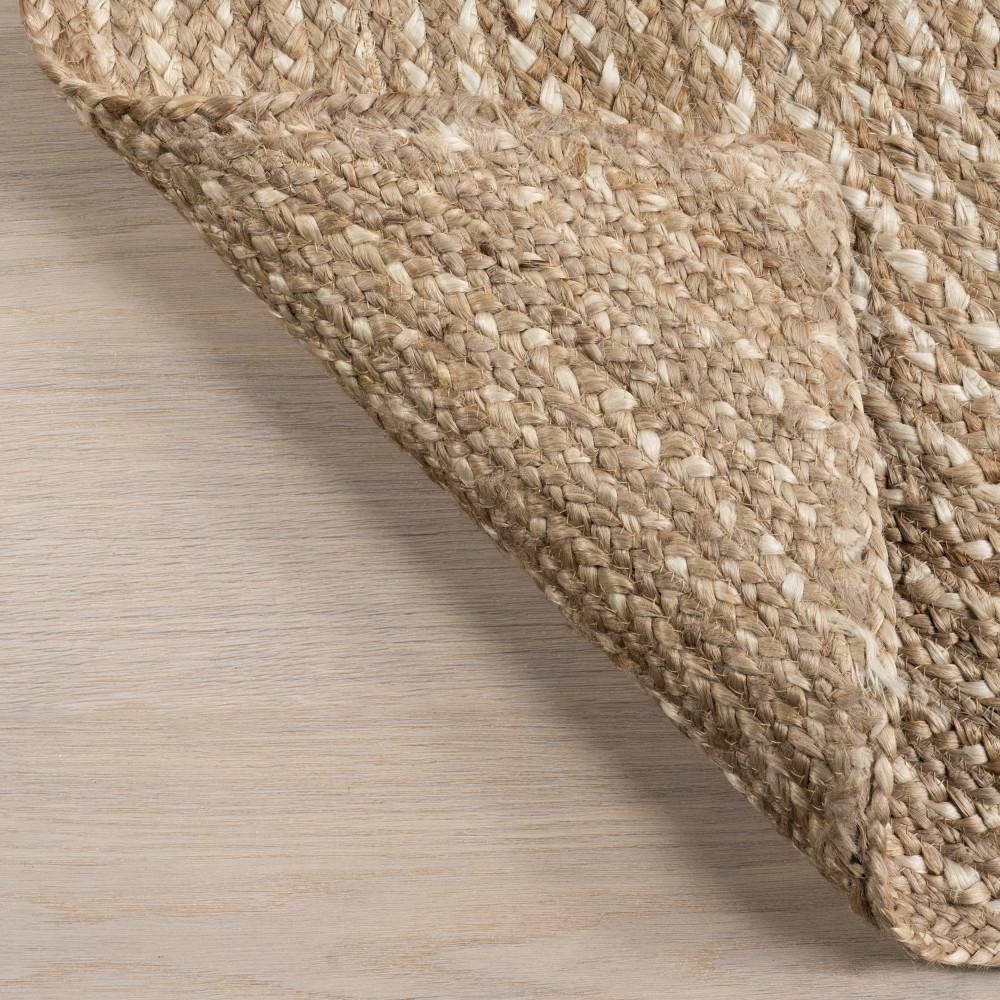 Hadassha Natural Braided Geometric Jute Area Rug, 5' x 8'