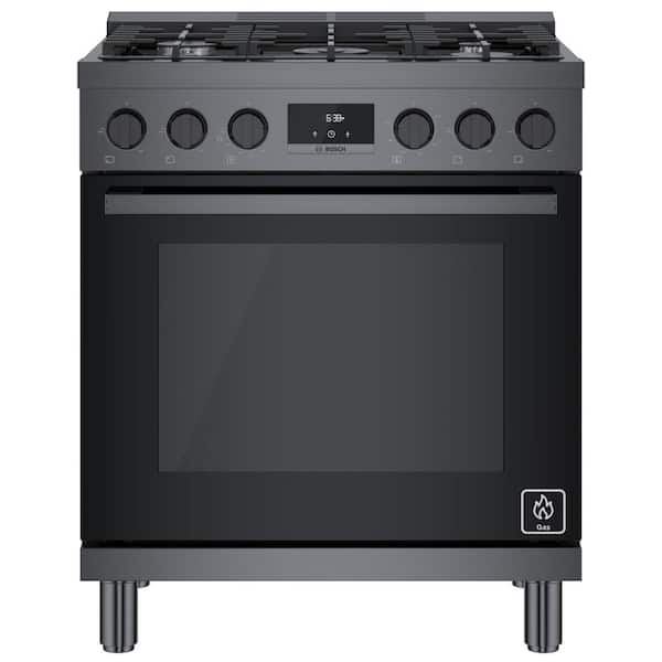 800 Series 30 in. 3.7 cu. ft. Industrial Style Gas Range with 5-Burners in Black Stainless Steel