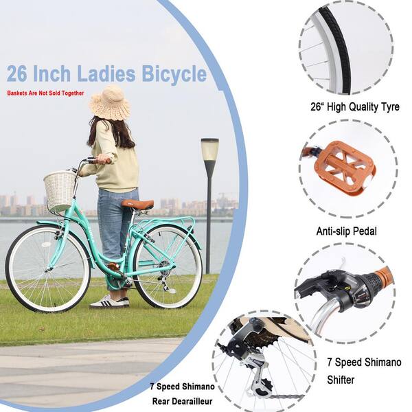 Sudzendf 26 in. Cyan, 7-Speed, Steel Frame Adult City Bike Sudzendf 26 in. Cyan, 7-Speed, Steel Frame Adult City Bike