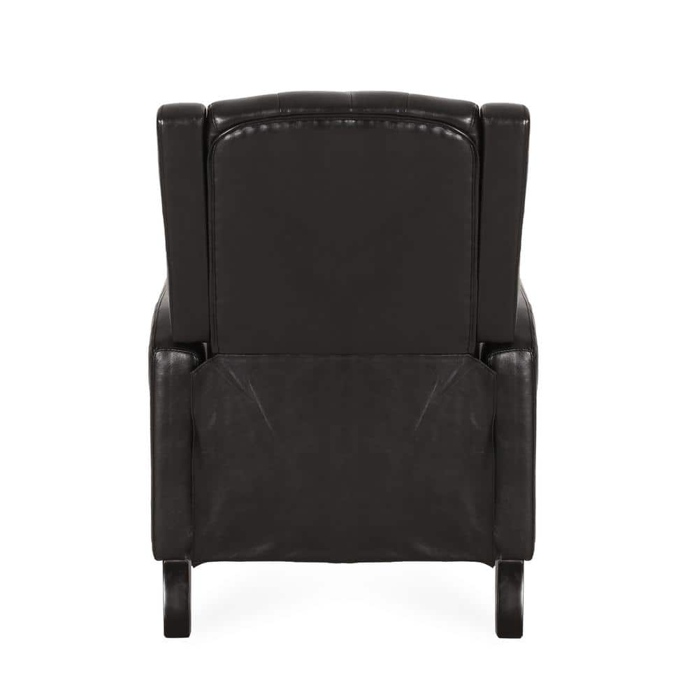 Midnight Black and Dark Brown Faux Leather Recliner