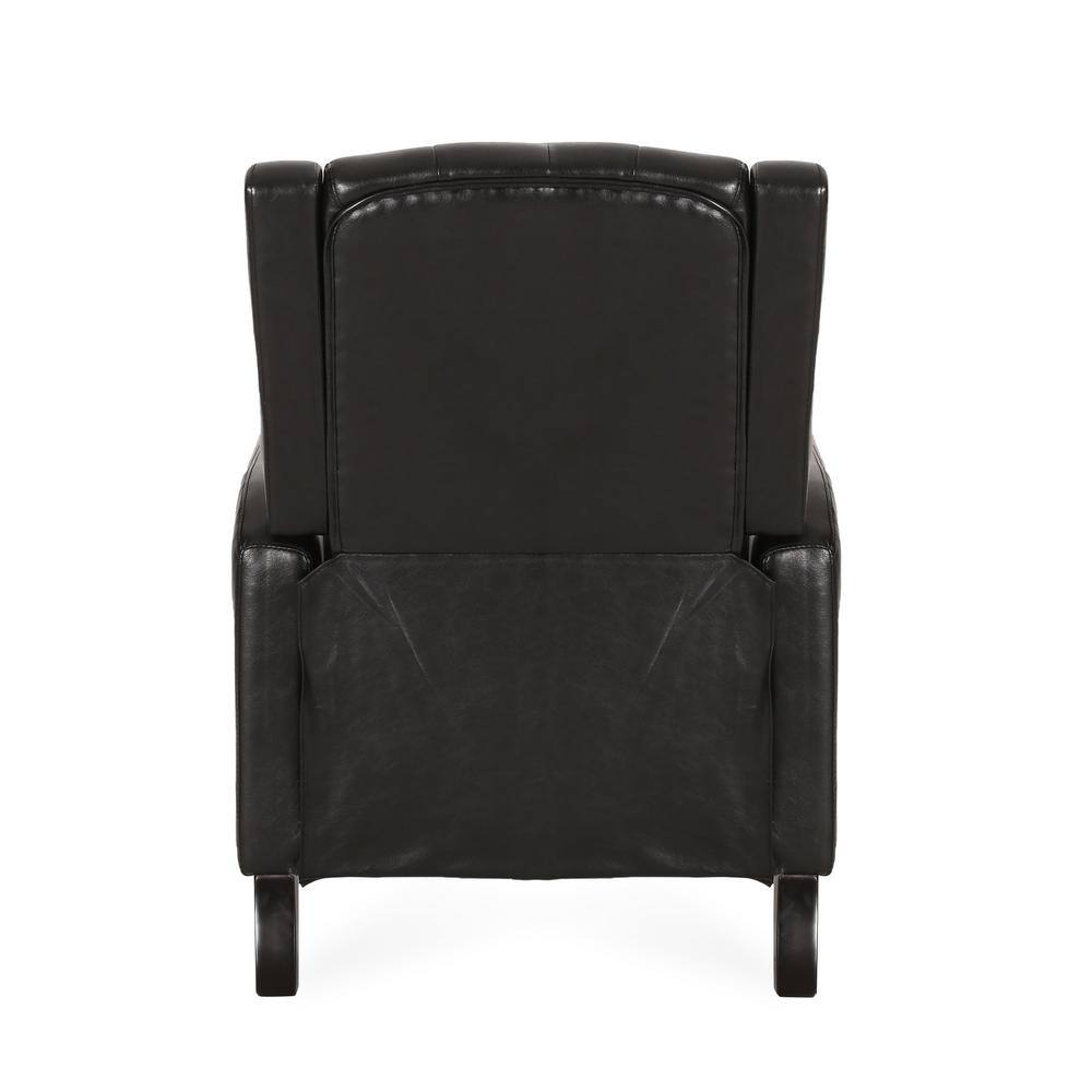 Midnight Black and Dark Brown Faux Leather Wood Recliner Set