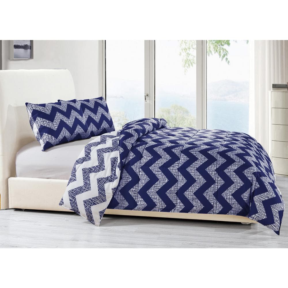 Wyatt 3-Piece Navy Full/Queen Comforter Set