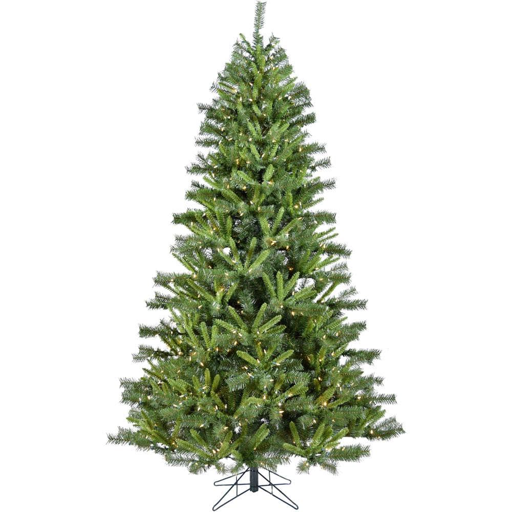 7.5-Ft Green Pine Artificial Christmas Tree with Clear LED Lights