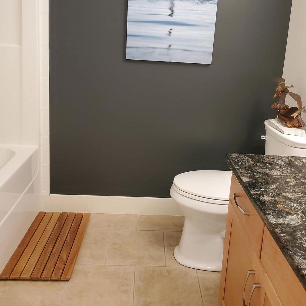 Natural Teak Wood Slatted Shower Mat, 34" x 16"