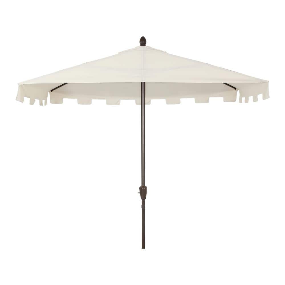 Sidney Cream Aluminum Half Market Patio Umbrella with Crank