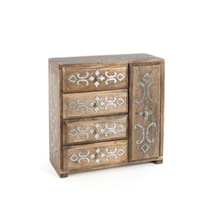 4-Drawer Wood Inlay Jewelry Box