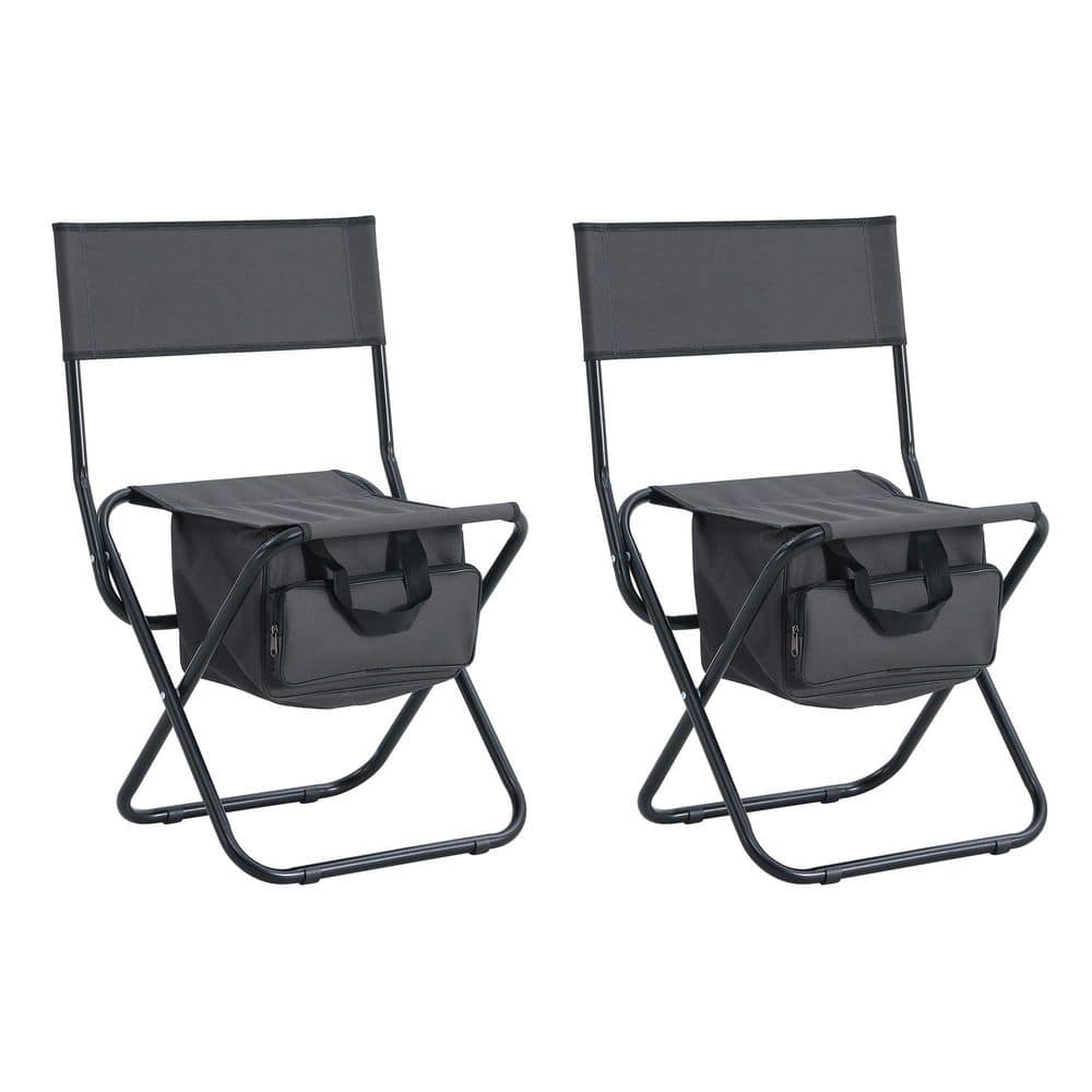 2-Piece Folding Portable Outdoor Fishing Camping Chair with Storage Bag in 