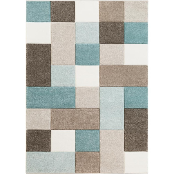 Livabliss Annice Aqua 5 ft. x 8 ft. Area Rug