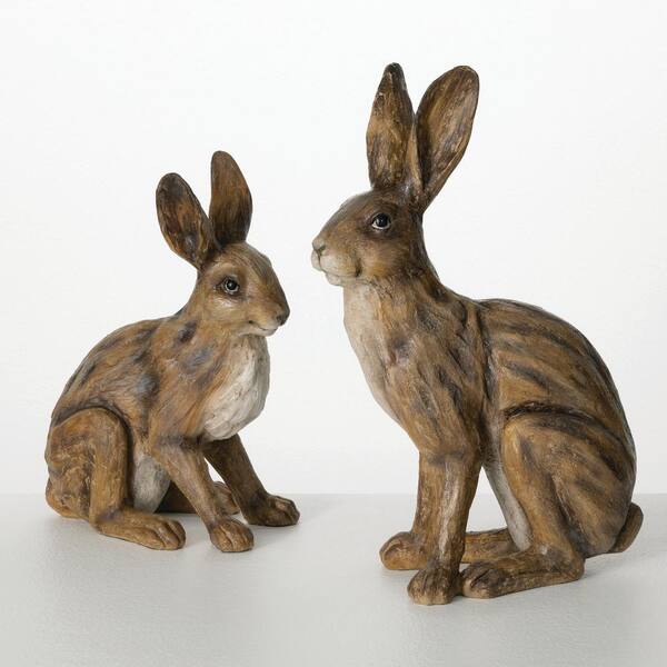 SULLIVANS Brown 8.75 in. x 12 in. Resin Rustic Resin Bunny Set of 2
