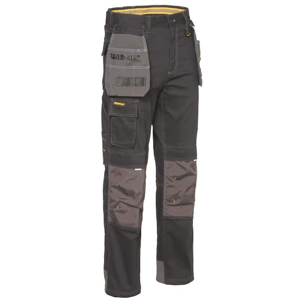 Caterpillar H20 Defender Men's 28 in. W x 30 in. L Black/Graphite Cotton/Polyester Water Resistant Stretch Cargo Work Pant