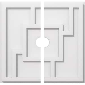1 in. P X 5-1/2 in. C X 16 in. OD X 2 in. ID Knox Architectural Grade PVC Contemporary Ceiling Medallion, Two Piece
