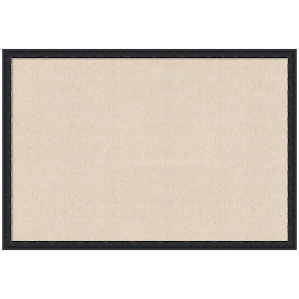 Bethany 26 in. x 38 in. Black Wood Framed Neutral Linen Memo Board