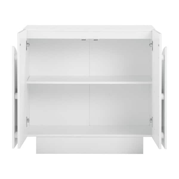 Nathan James Iris Matte White 31 in. Mid-Century Modern Solid Wood