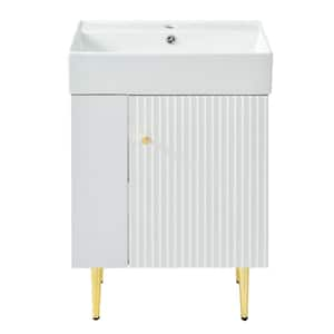 21.6 in. W x 12.2 in. D x 33.9 in. H Freestanding Bath Vanity Sink Storage Cabinet in White