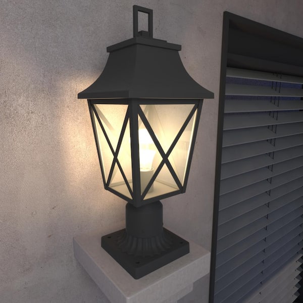 Gidal 20 in. 1-Light Black Outdoor Aluminum Weather Resistant Pier Mount Light with No Bulb Included (2-pack)