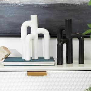 Black 3 Arch Ceramic Abstract Decorative Vase (Set of 2)