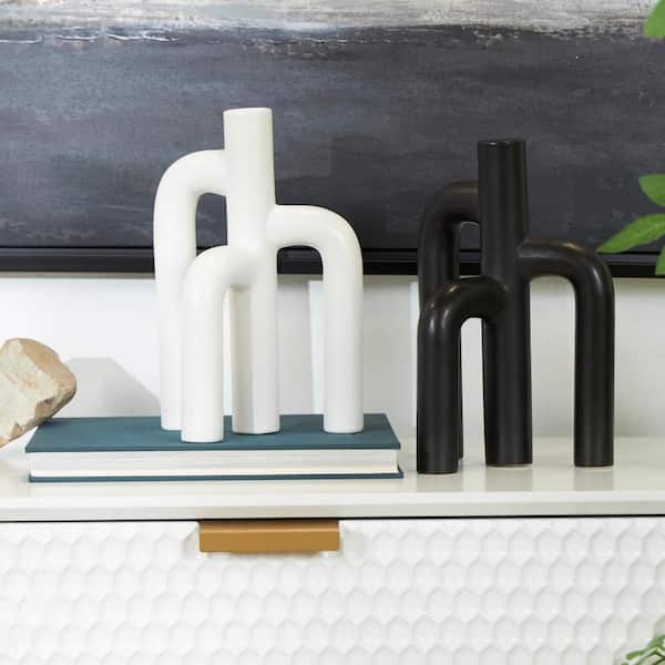 CosmoLiving by Cosmopolitan Black 3 Arch Ceramic Abstract Decorative Vase (Set of 2)