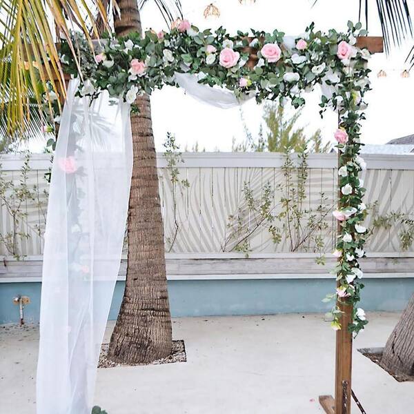 5-Piece 7 ft. Pink Artificial Rose Vine Garland for Wedding Party