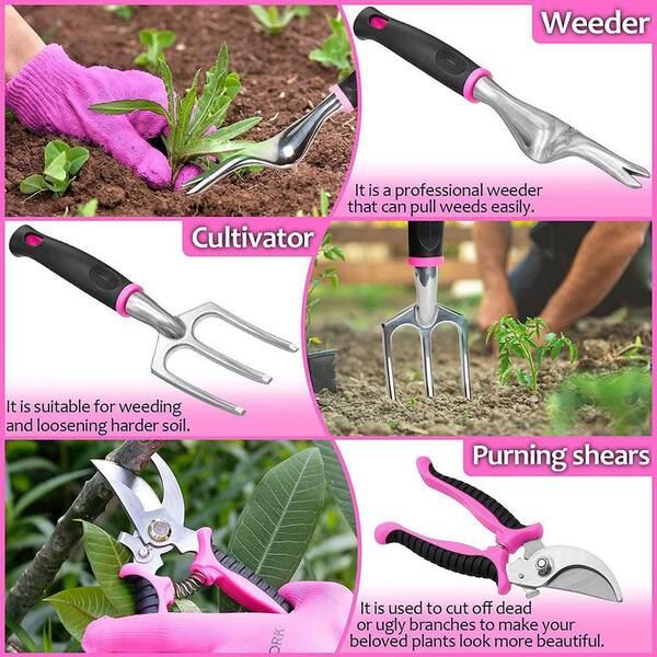 Unbranded 10-Piece Pink Garden Tool Set B09164BCDW