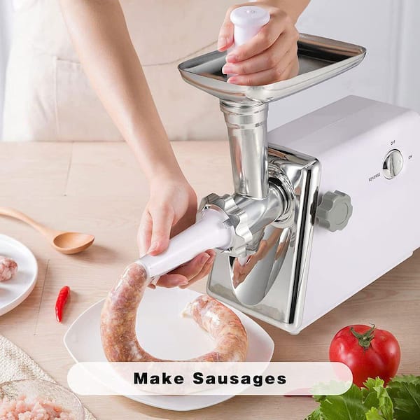  Meat Grinder Electric, Stainless Steel, HOUSNAT 3 in 1 Meat  Grinder Heavy Duty with 2 Blades and 3 Plates, Sausage Stuffer Tube & Kubbe  Kit, Home Kitchen Use: Home & Kitchen