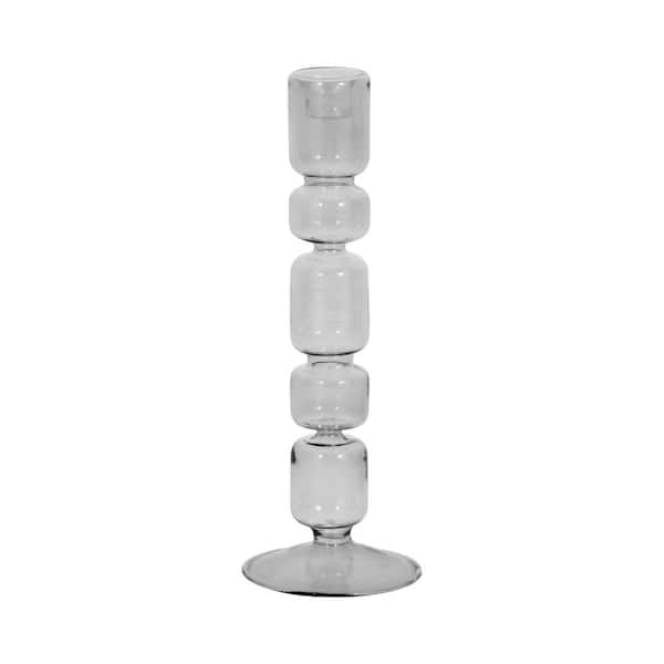 Liv & Skye 10 in. Black Glass Novelty Mixed Bubble Taper Candle Holder