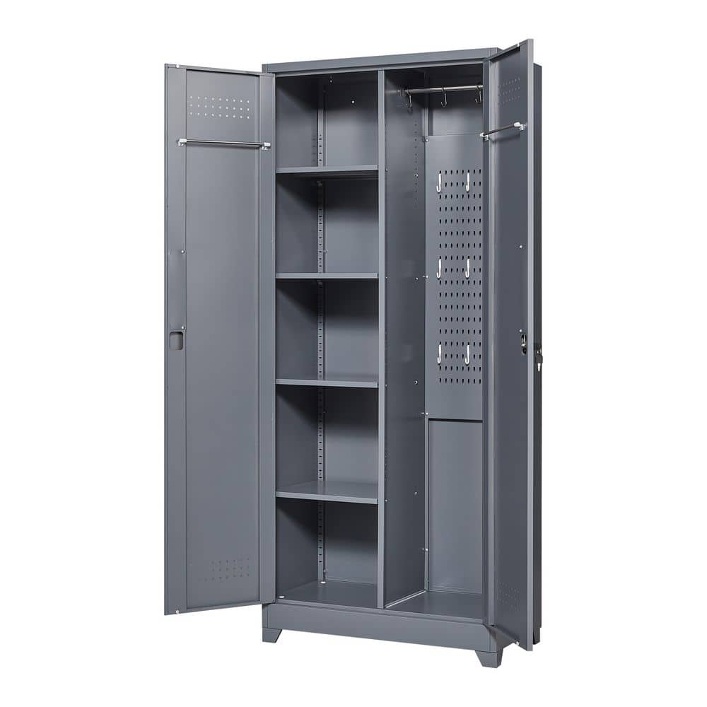 Tahanbath 72.8 In Gray Metal Locker,Lockable Cleaning Tool Cabinet