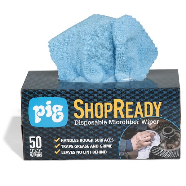 PIG ShopReady Disposable Microfiber Wipers 12 in. x 12 in. 50-Cnt Dispenser Box