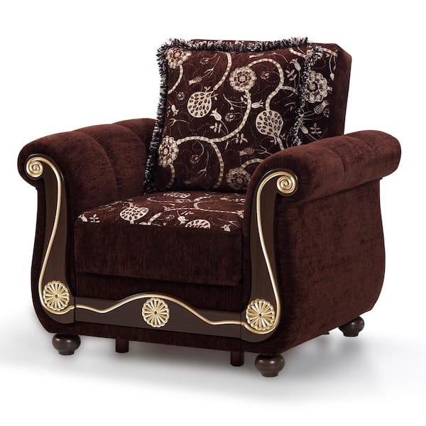 Ottomanson Washington Collection Brown Convertible Armchair with Storage