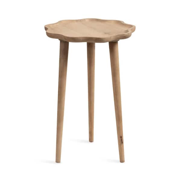Alezar 15 in. Natural Scalloped Solid Wood End Table