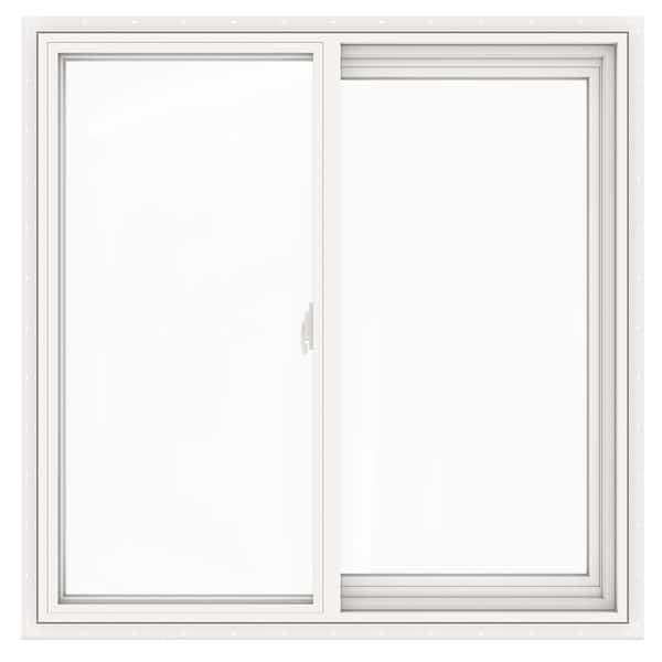 JELD-WEN 35.5 in. x 35.5 in. V-2500 Series White Vinyl Left-Handed Sliding Window with Fiberglass Mesh Screen