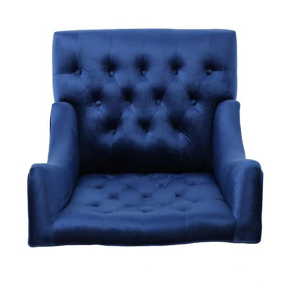 Noble House Toddman Navy Blue - Club Velvet Chair 12599 Home New The High-Back Depot