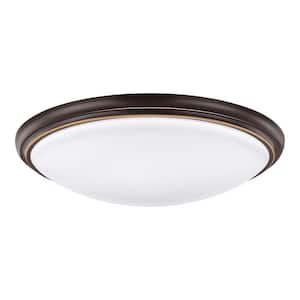 12 in. Light Brushed Nickel and Oil-Rubbed Bronze Adjustable CCT Integrated LED Flush Mount with Interchangeable Trim