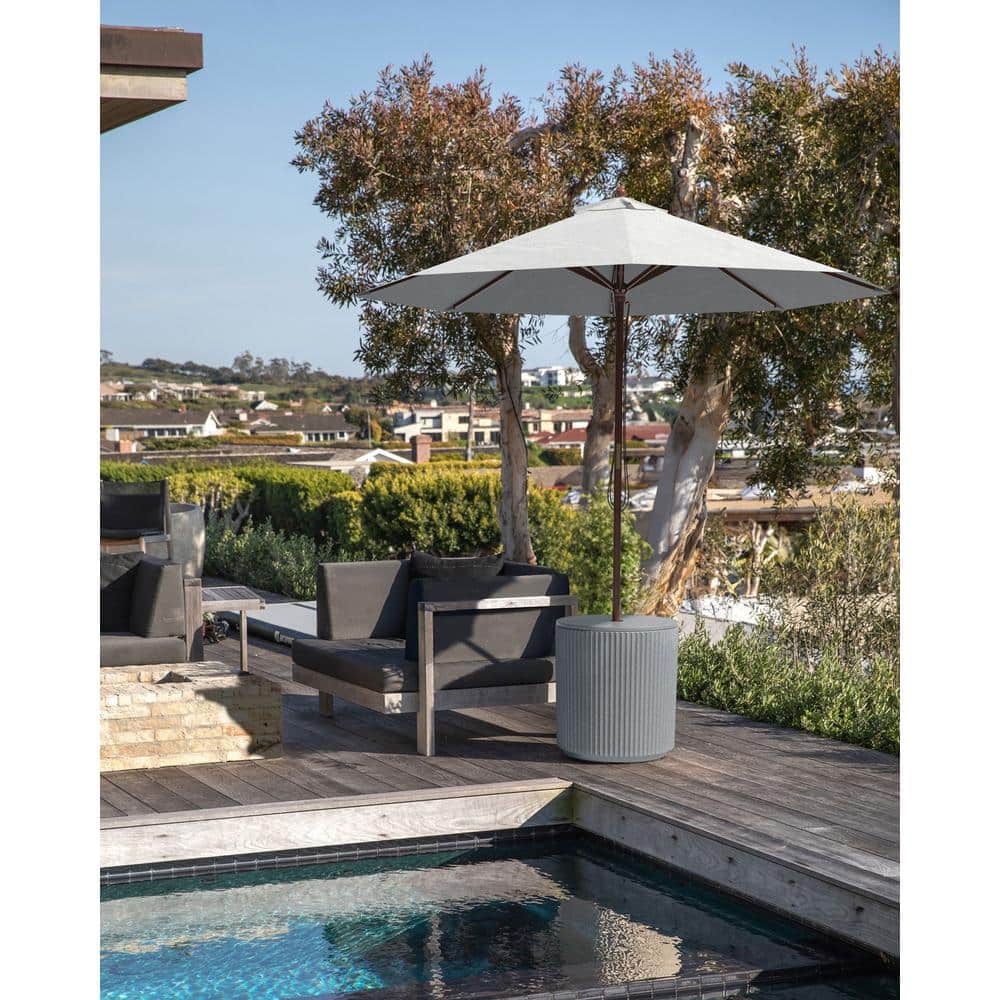 Gray Concrete-Composite Outdoor Umbrella Side Table