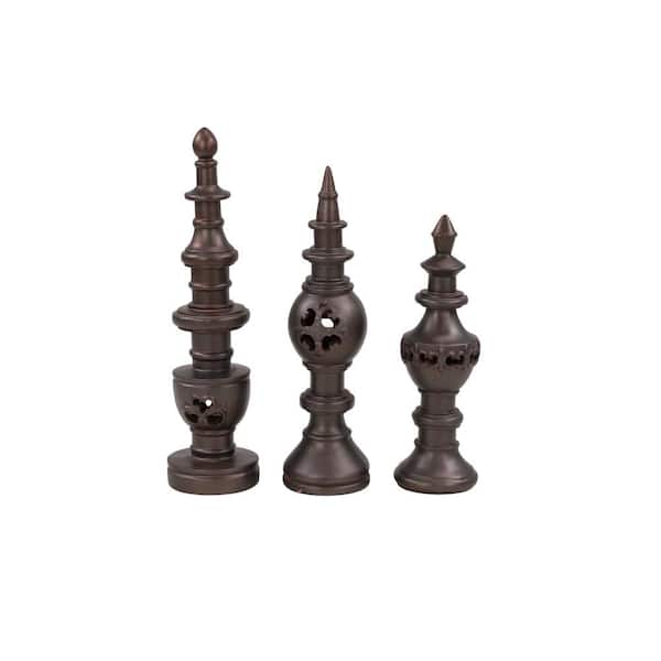 Litton Lane Tall Bronze Decorative Finials Shelf and Table Decor (Set of 3)