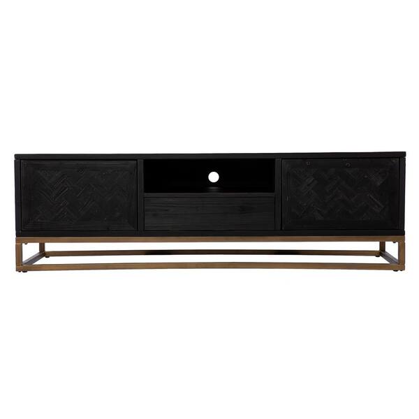 SEI FURNITURE Dessingham 65 in. Black TV Stand with 1Drawer Fits TV's