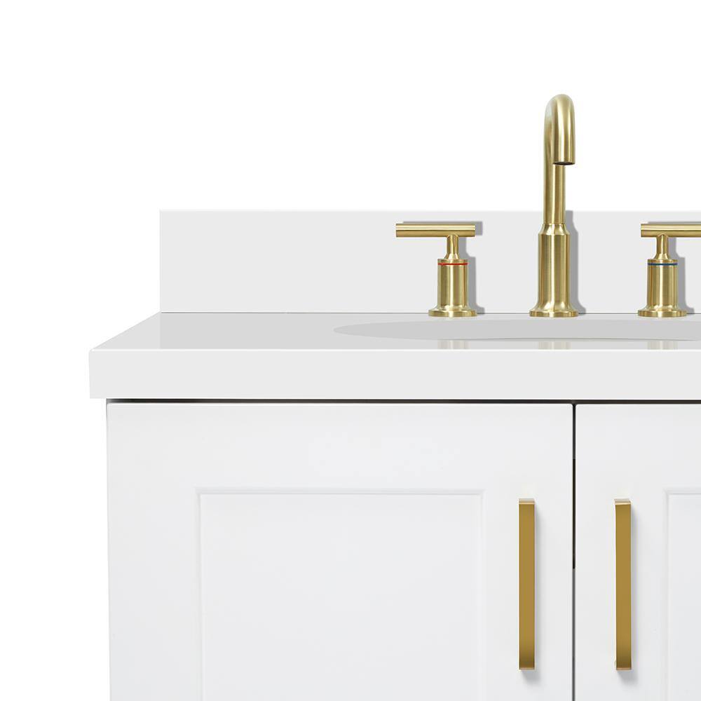 Taylor 73" White Freestanding Double Sink Bathroom Vanity with Quartz Top