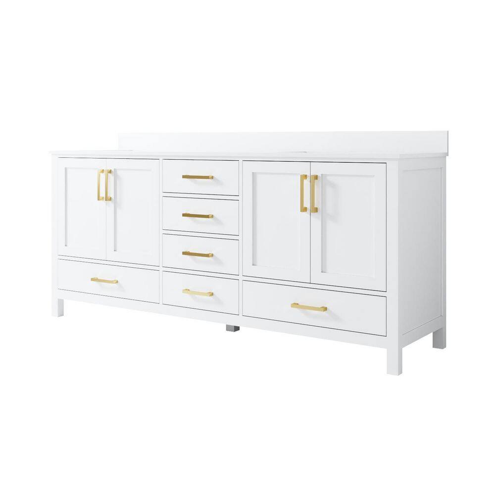 80 in. Double Sink White Solid Wood Bath Vanity with Durable Carrara White Cultured Marble Top, Soft-Close, Assembled price history on PriceWatchPro