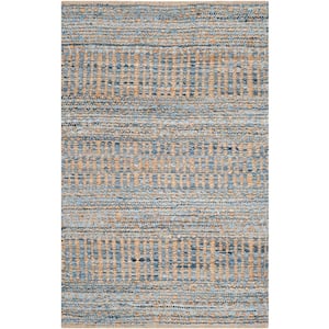 Cape Cod Natural/Blue Doormat 2 ft. x 3 ft. Distressed Striped Area Rug