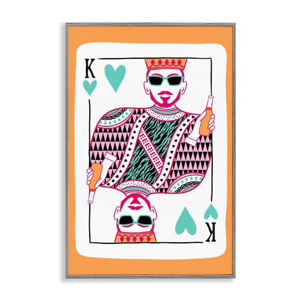 Stupell Industries King of Hearts and Drink by JJ Design House LLC Gray Framed People Giclee Art Print 24 in. x 16 in.