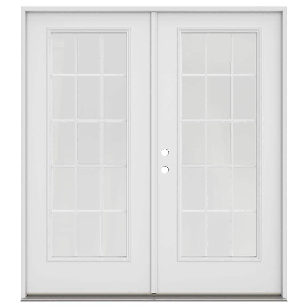 JELD-WEN 72 in. x 80 in. Primed Steel Right-Hand Inswing 15 Lite Glass ...