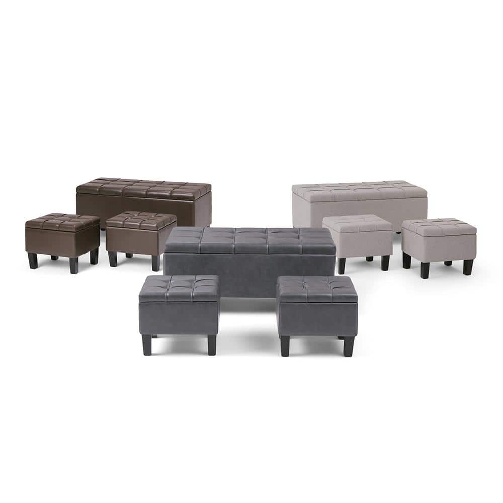 Stone Gray Contemporary Tufted 3-Piece Ottoman Set