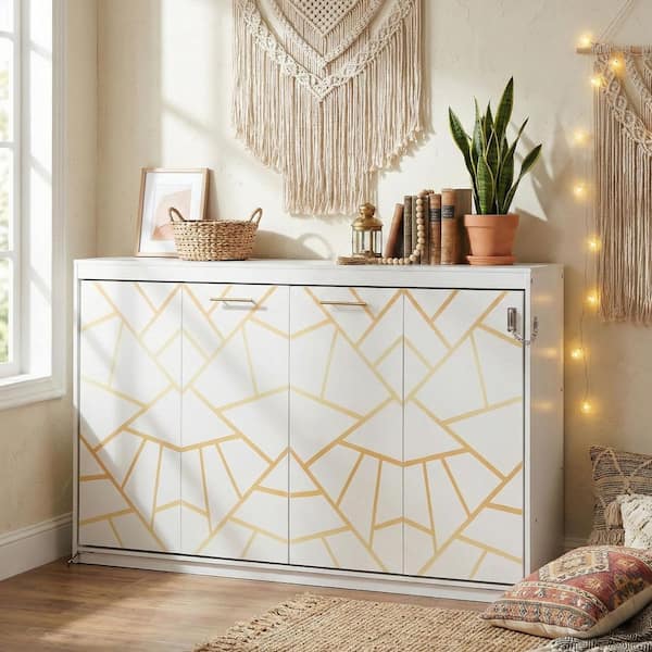 Harper & Bright Designs White Wood Frame Twin Size Trendy Printed