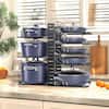 Numhew 8-Tier 14.96 in. H Black Adjustable Standing Pot Rack, Pots and Pans Organizer, Kitchen Organizers and Storage R3P0D1N8