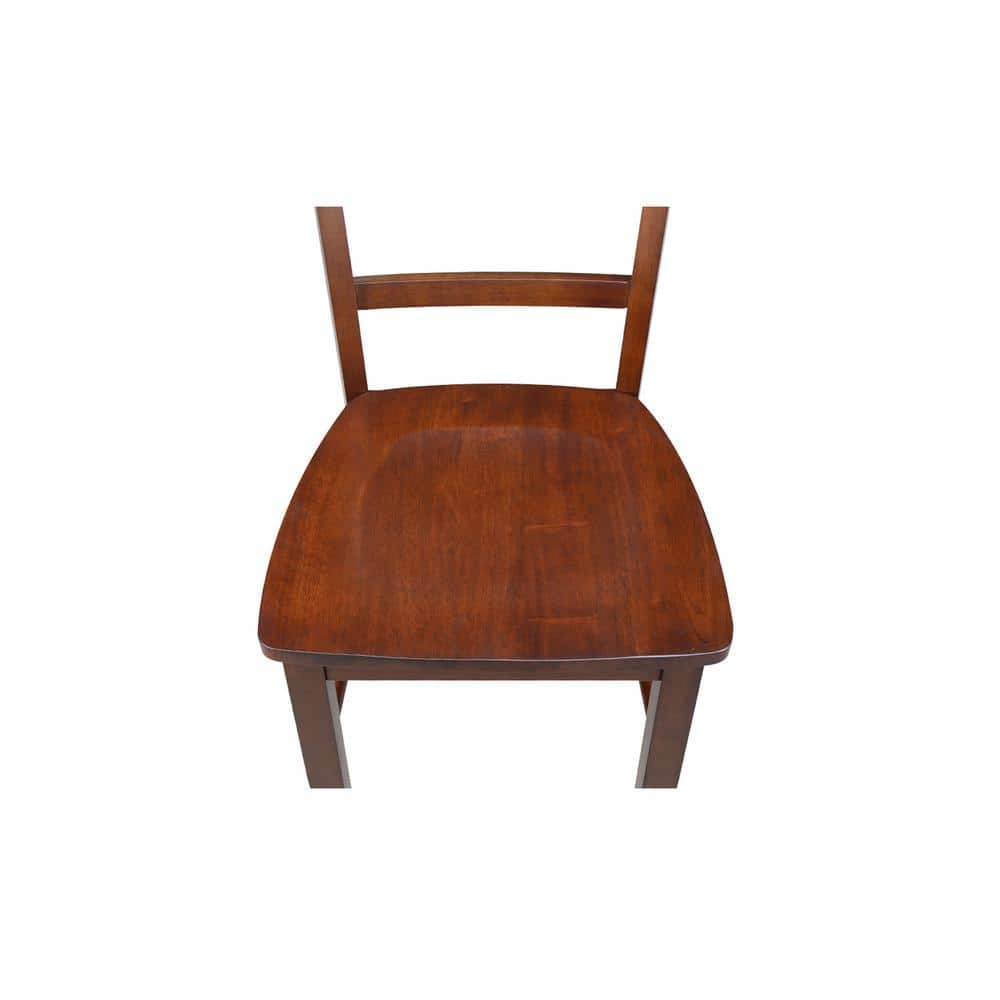 Espresso High Slat Solid Wood Ladderback Side Chair Set