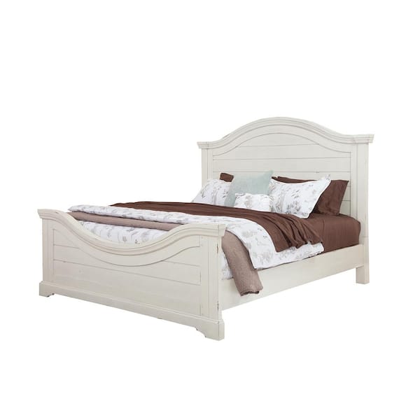 American Woodcrafters Stonebrook Antiqued White Queen Panel Bed