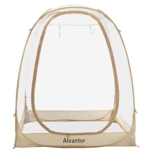 6 ft. x 6 ft. Beige Instant Pop Up Bubble Tent Screen House, Weatherproof Cold Protection 360 View Camping Tent