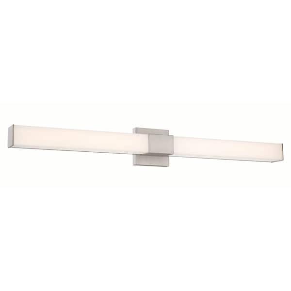 Minka Lavery Vantage 36 in. 1-Light Brushed Nickel LED Vanity Light Bar with White Acrylic Shade