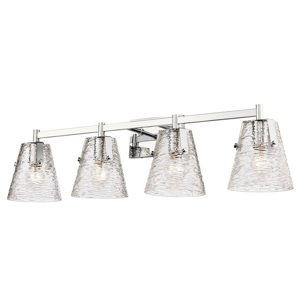 Analia 36" Chrome Vanity Light with Clear Ribbed Glass Shades