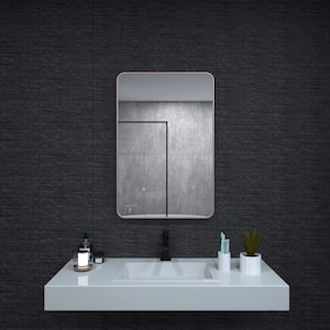 24 in. W x 36 in. H Rectangular Framed Wall Bathroom Vanity Mirror in Rose Gold